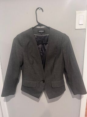 Express Dark Charcoal Gray One-Button Blazer